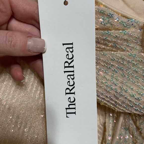 Elizabeth K GLS New Authentic Champaign GL1814 Salmon Pink Sequin Evening Gown - Picture 12 of 12